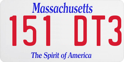 MA license plate 151DT3