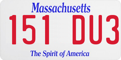 MA license plate 151DU3
