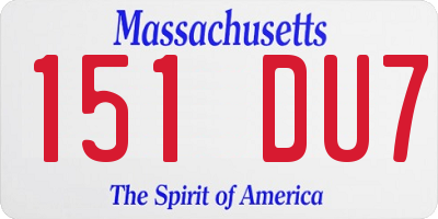 MA license plate 151DU7