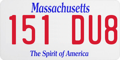 MA license plate 151DU8