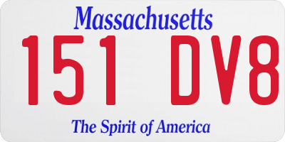 MA license plate 151DV8