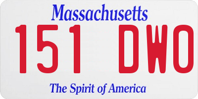 MA license plate 151DW0