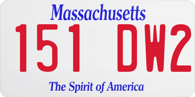MA license plate 151DW2