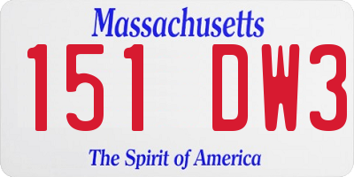 MA license plate 151DW3
