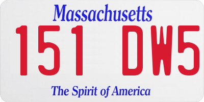 MA license plate 151DW5
