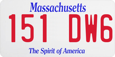 MA license plate 151DW6