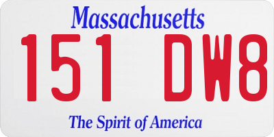 MA license plate 151DW8