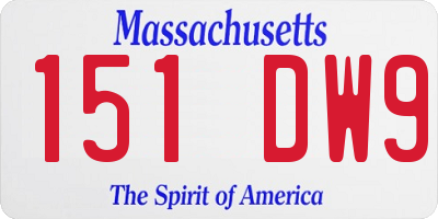 MA license plate 151DW9