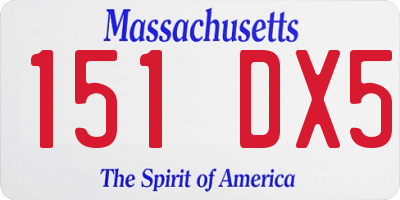 MA license plate 151DX5