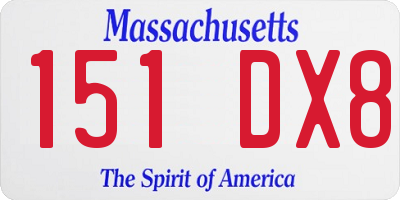 MA license plate 151DX8