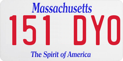 MA license plate 151DY0