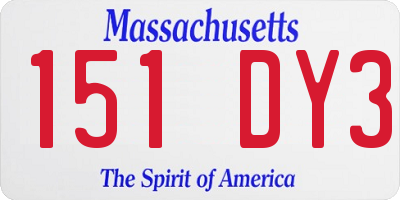 MA license plate 151DY3