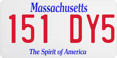 MA license plate 151DY5