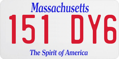 MA license plate 151DY6