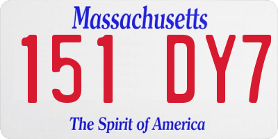 MA license plate 151DY7