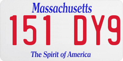 MA license plate 151DY9