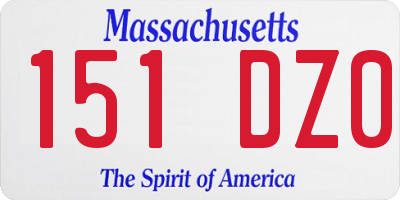 MA license plate 151DZ0