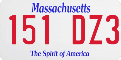 MA license plate 151DZ3