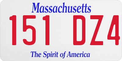MA license plate 151DZ4