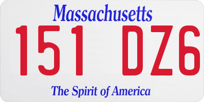 MA license plate 151DZ6