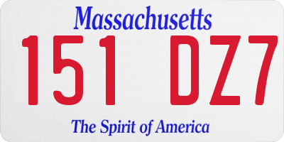 MA license plate 151DZ7