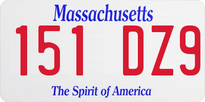 MA license plate 151DZ9