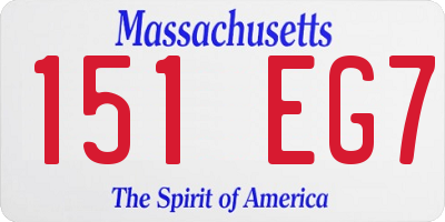 MA license plate 151EG7