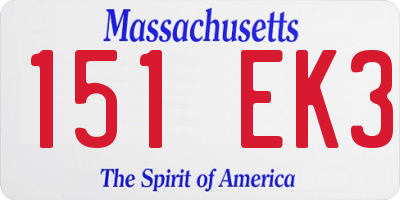 MA license plate 151EK3