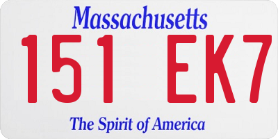 MA license plate 151EK7