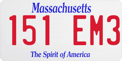 MA license plate 151EM3