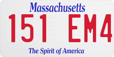 MA license plate 151EM4