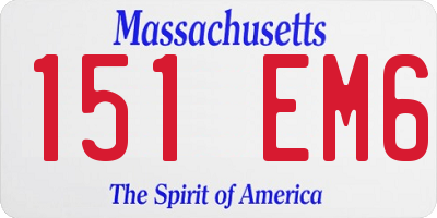 MA license plate 151EM6