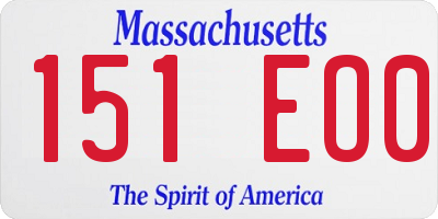 MA license plate 151EO0