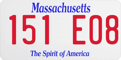 MA license plate 151EO8