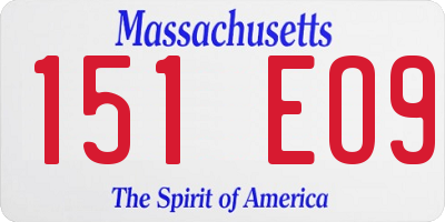 MA license plate 151EO9