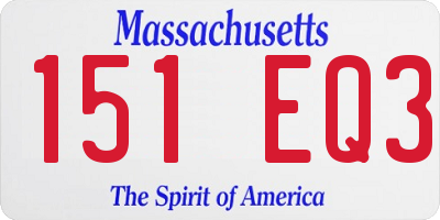 MA license plate 151EQ3