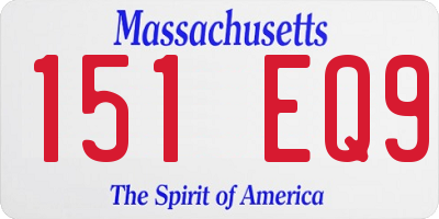 MA license plate 151EQ9