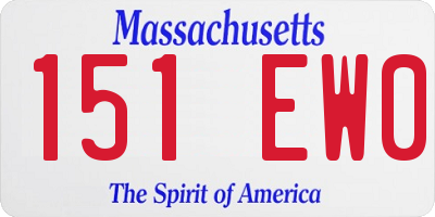 MA license plate 151EW0