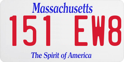MA license plate 151EW8