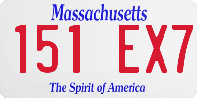MA license plate 151EX7
