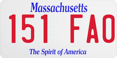 MA license plate 151FA0
