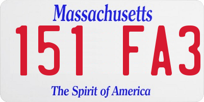 MA license plate 151FA3