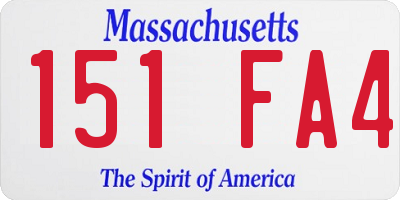 MA license plate 151FA4