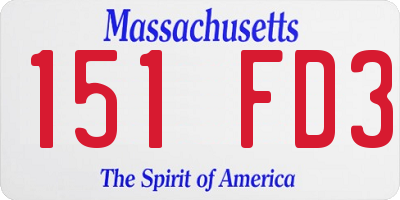 MA license plate 151FD3