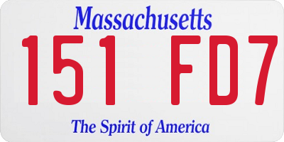 MA license plate 151FD7