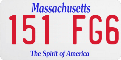 MA license plate 151FG6