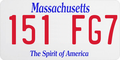 MA license plate 151FG7