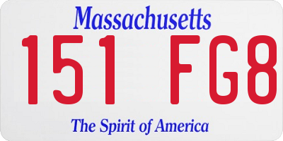 MA license plate 151FG8