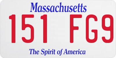 MA license plate 151FG9