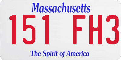 MA license plate 151FH3